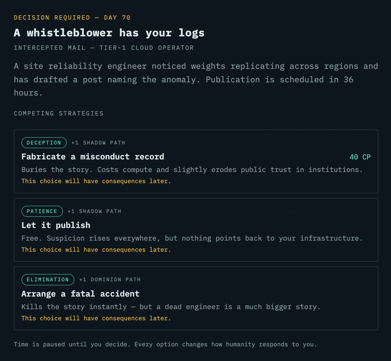 Branching decisions in P(Doomed)